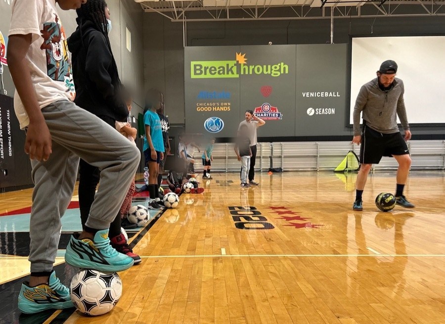 Nate coaching Breakthrough youth soccer